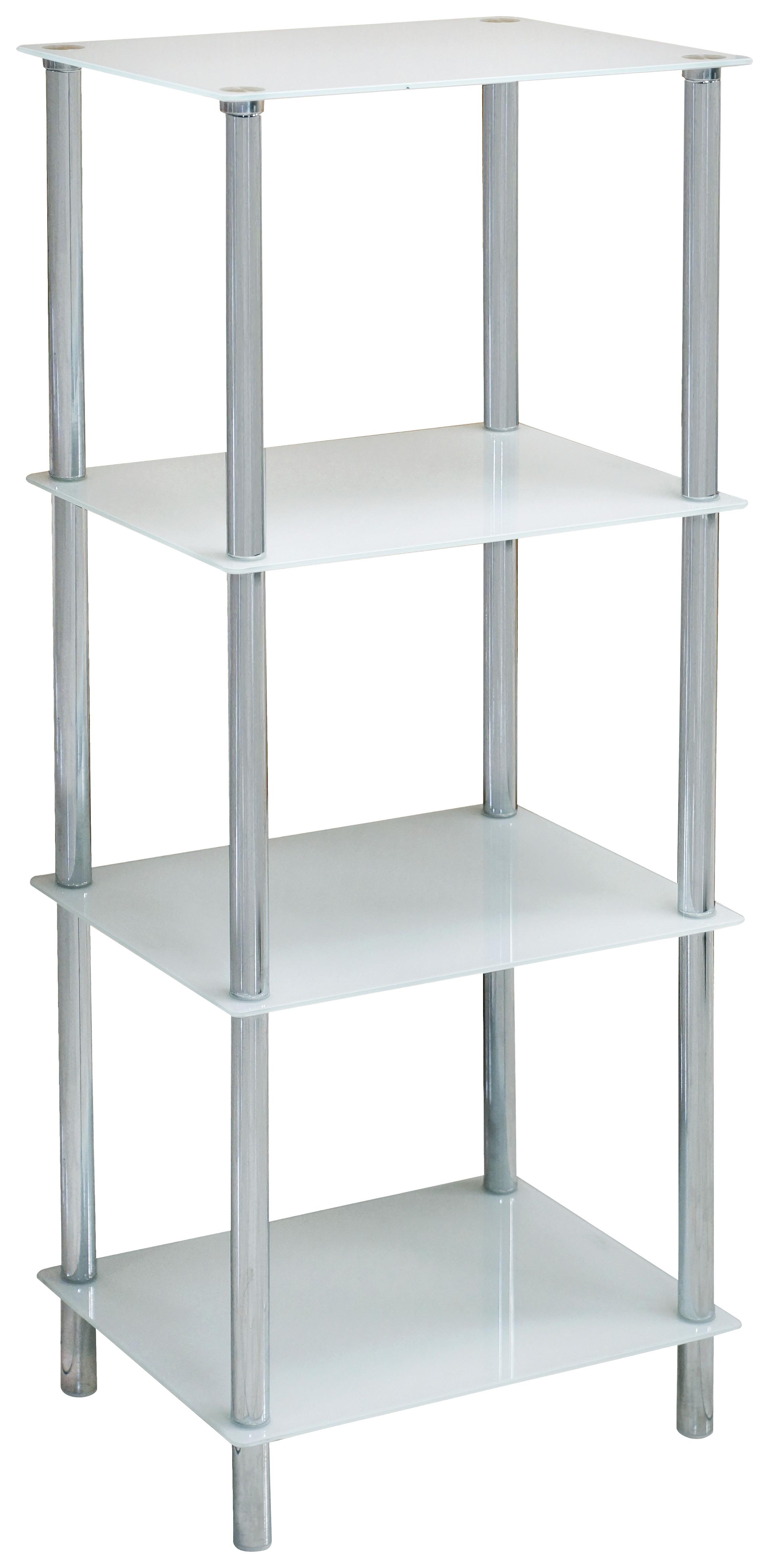 Regal in Weiss/Chromfarben - Chromfarben/Weiss, Modern, Glas/Metall (40/100/30cm) - Modern Living