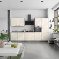 Küchenblock Riva High m. Geräten Weiß - Schieferfarben/Edelstahlfarben, MODERN, Holzwerkstoff/Metall (330cm) - Nobilia