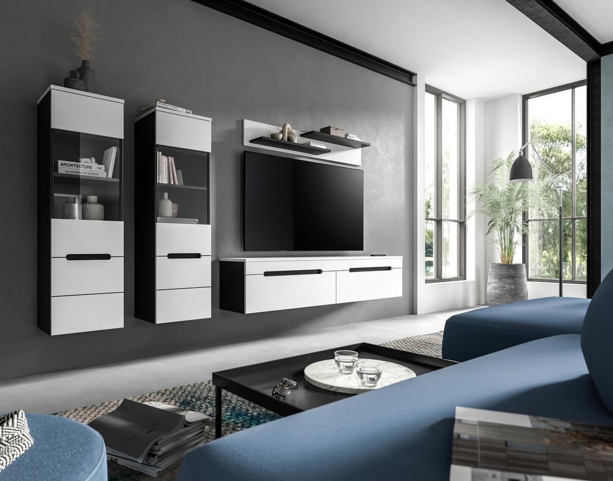 Dnevni Regal Canu, Bela, Siva, 4-Delni - črna/bela, Design, umetna masa/leseni material (272/141/33cm) - Livetastic