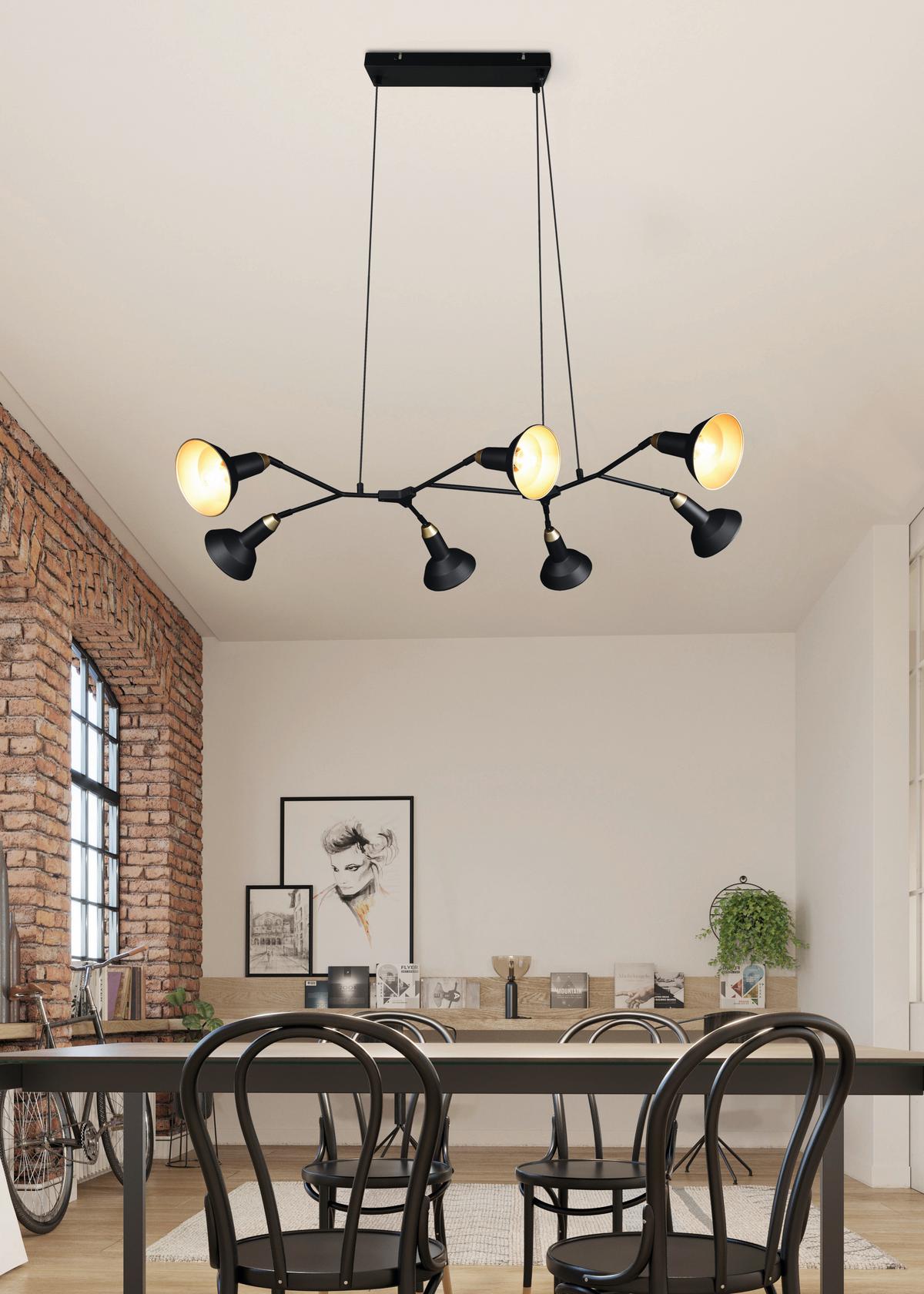 Hängeleuchte Roxie in Schwarz/Gold max. 10 Watt - Goldfarben/Schwarz, MODERN, Metall (113/69,5/150cm) - Trio Leuchten