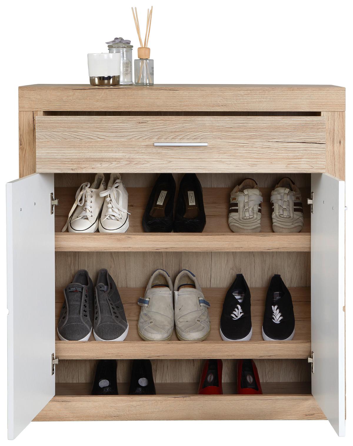 Comodă Malta - alb/culoare lemn stejar, Modern, material pe bază de lemn (95/98,7/36cm) - Modern Living