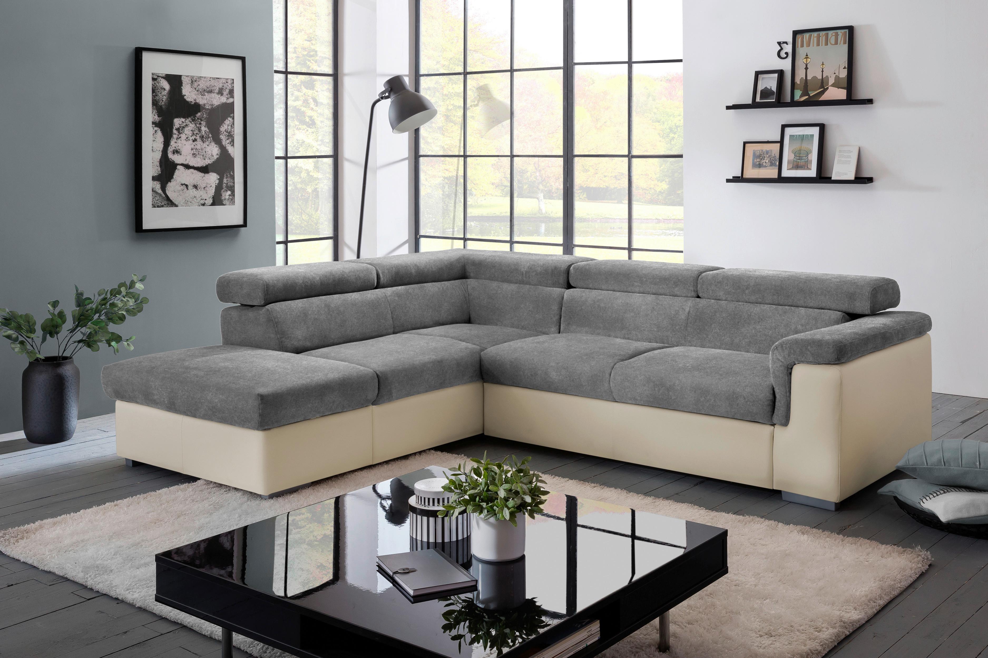 Wohnlandschaft Milla Anthrazit/Braun ca. 217x252 cm - Anthrazit/Braun, Basics, Holz/Textil (217/252cm) - MID.YOU