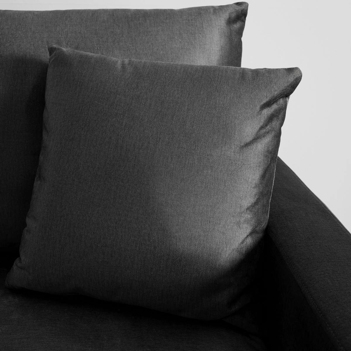 Wohnlandschaft Alondra Dunkelgrau Webstoff mit Hocker - Edelstahlfarben/Dunkelgrau, MODERN, Holz/Textil (287/80/182cm) - Bessagi Home