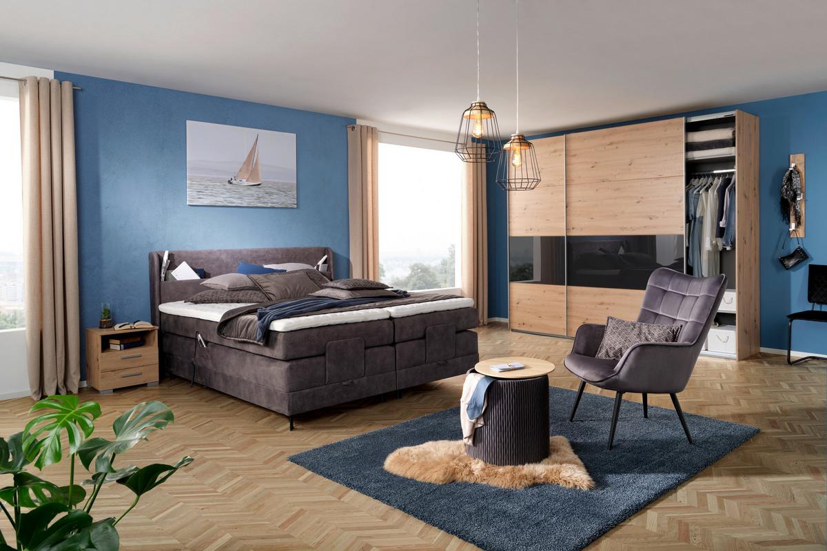 meuble de chevet in Eichefarben - couleur d'aluminium/chêne artisan, Konventionell, matière synthétique/matériau de bois (45/47/35cm) - Mömax