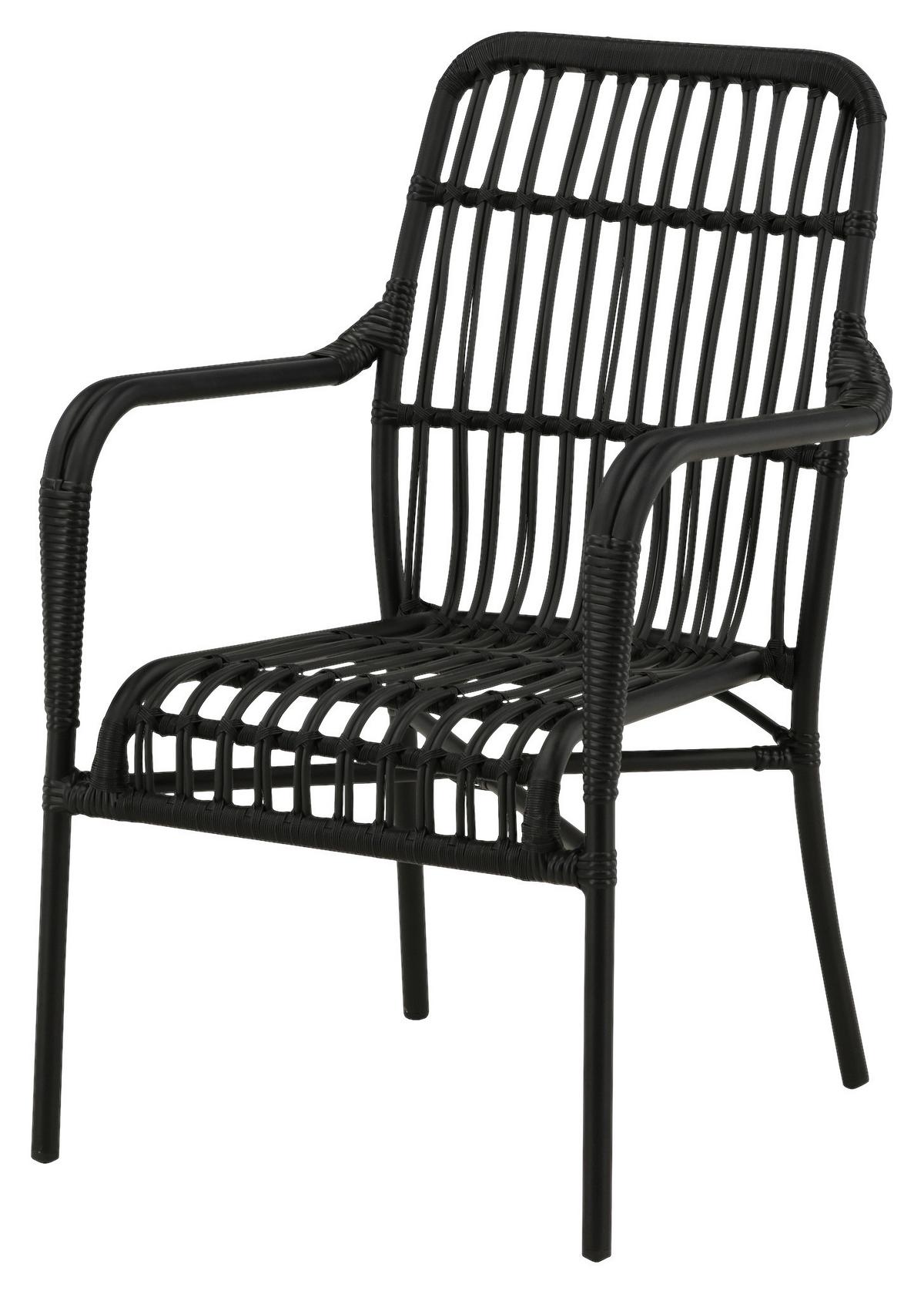 Loungesessel Rizal ca. 57x90 cm Schwarz - Schwarz, KONVENTIONELL, Kunststoff/Metall (57/90/64cm) - Gardenson