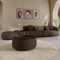 Wohnlandschaft Kira Chenille Braun - Schwarz/Braun, MODERN, Holz/Textil (410/71/108cm) - Bessagi Home