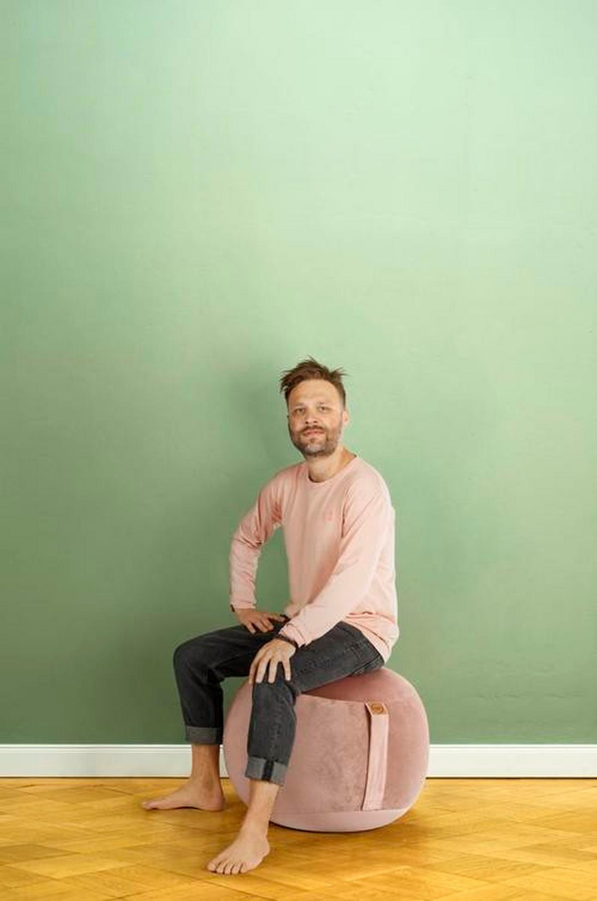 PIŁKA DO SIEDZENIA SITTING BALL SAMT UNI - szary, Basics, tkanina (65cm)