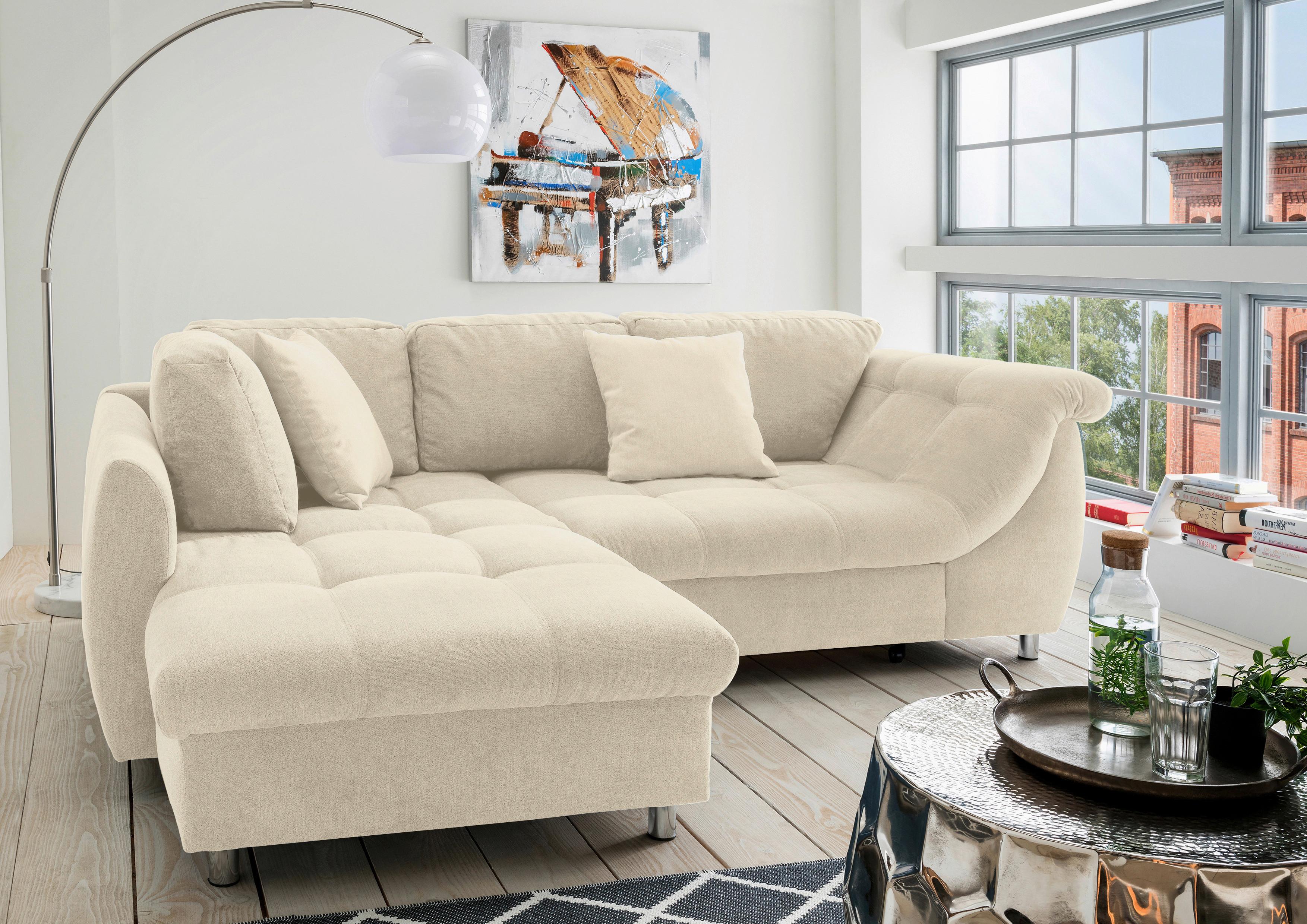 Sedežna Garnitura Agira, Bež, Ležišče - barve kroma/bež, Design, tekstil (190/250cm) - Modern Living