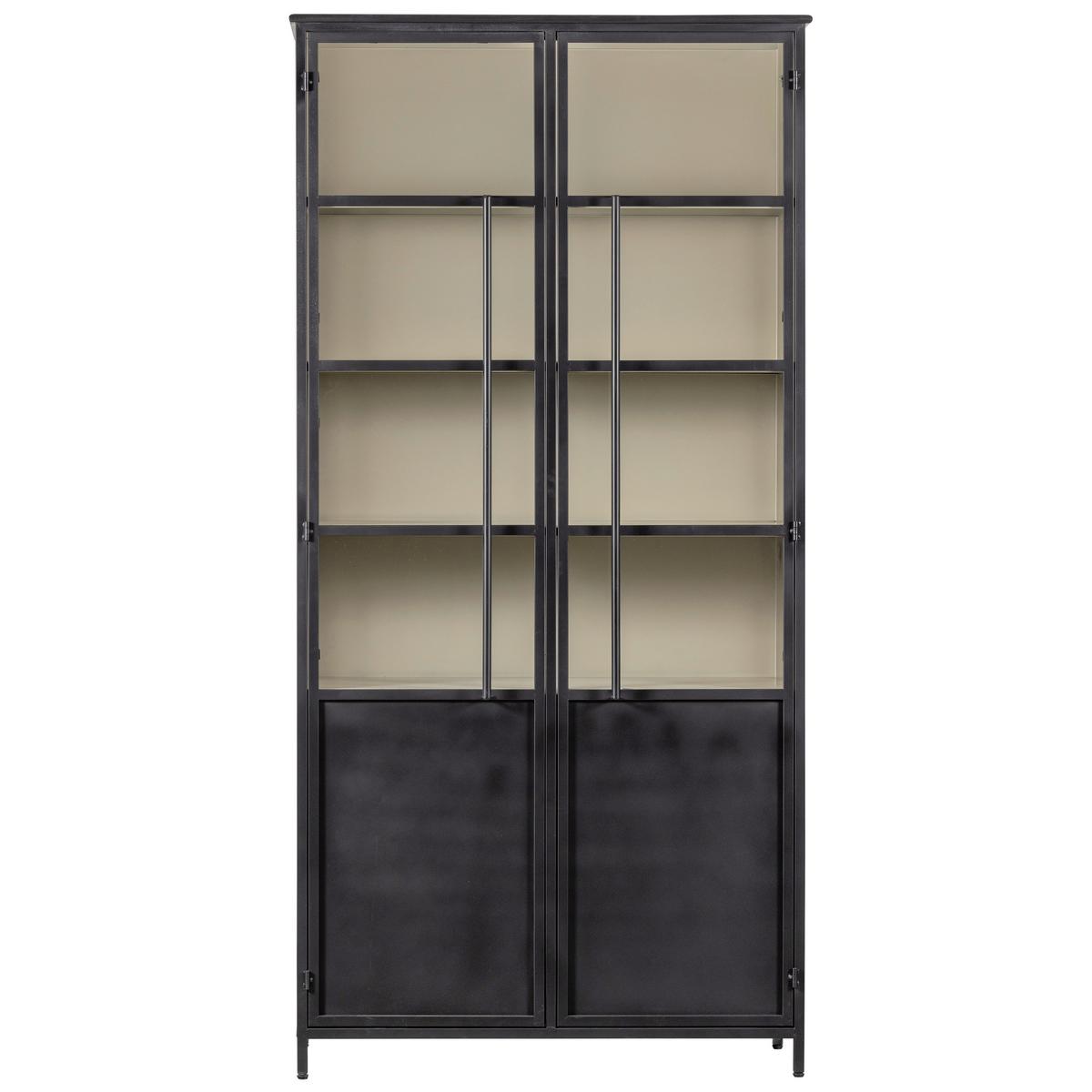 Vitrine Exhibit Schwarz - Schwarz, Design, Glas/Metall (96/200/40cm) - Livetastic