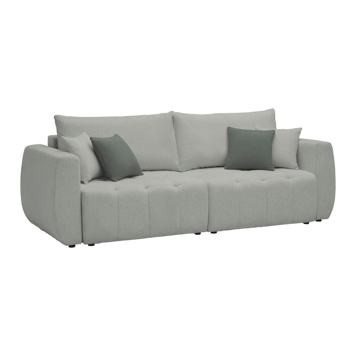 Schlafsofa Bologna Grau - Beige/Schwarz, Holz/Textil (245/74-90/104cm) - Mömax