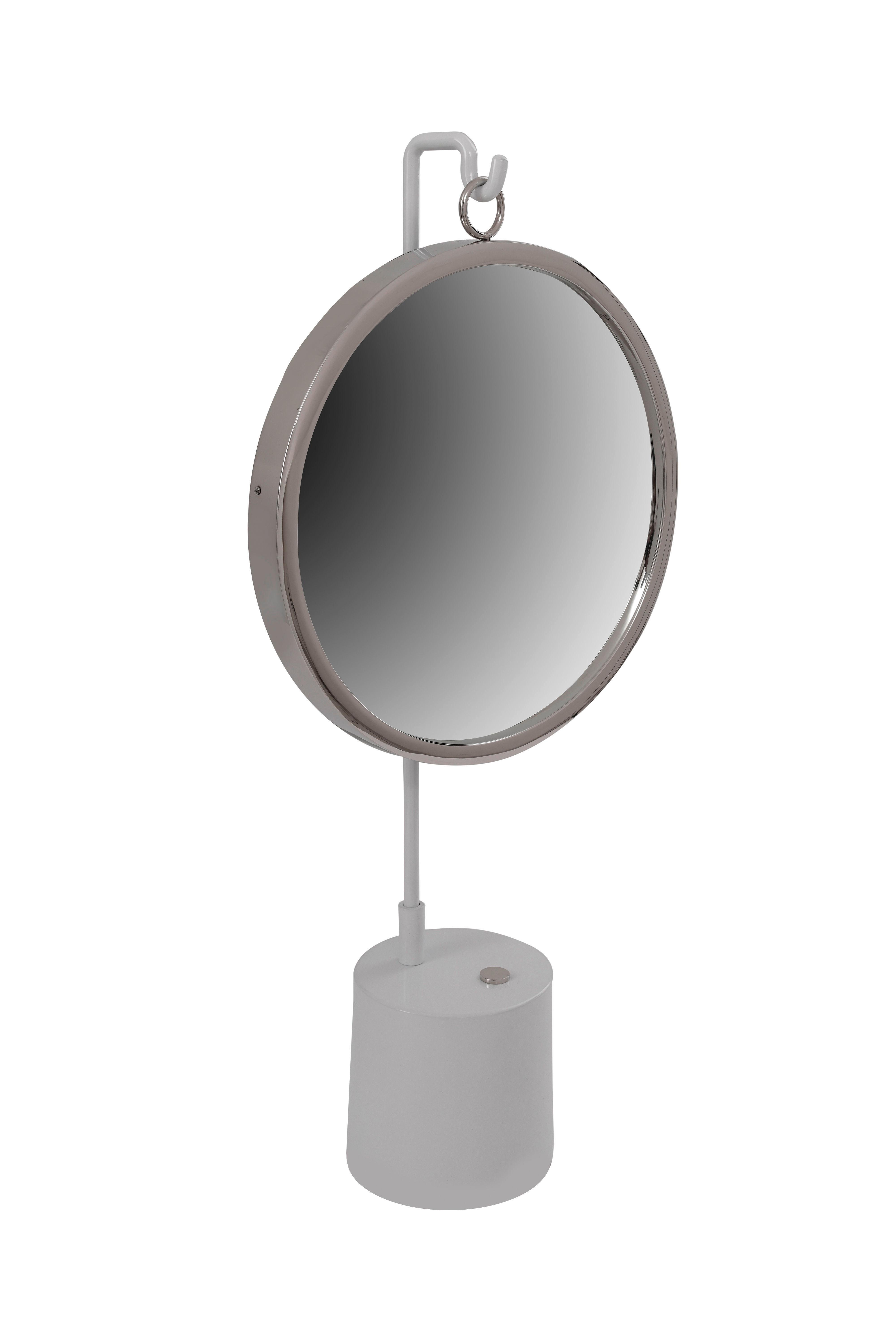 Tischspiegel Eleganca ca. 30x65x13 cm Silber/Weiß - Silberfarben/Weiß, LIFESTYLE, Glas/Metall (30/65/13cm) - Kayoom