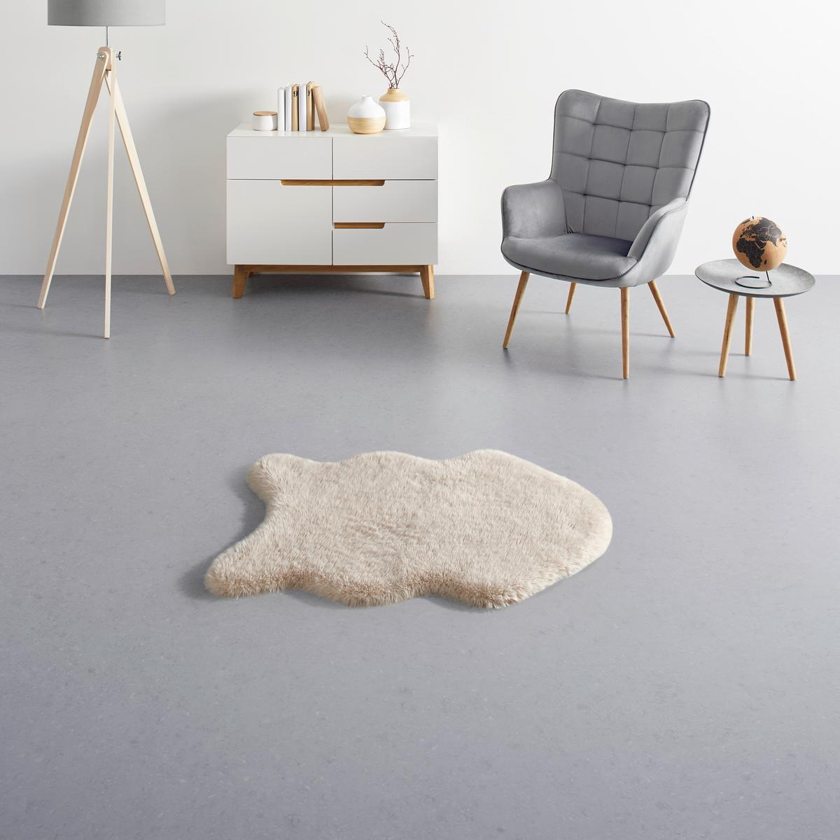 Műszőrme Emil 60/90 - bézs/fehér, Konventionell, szőrme (60/90cm) - Mömax