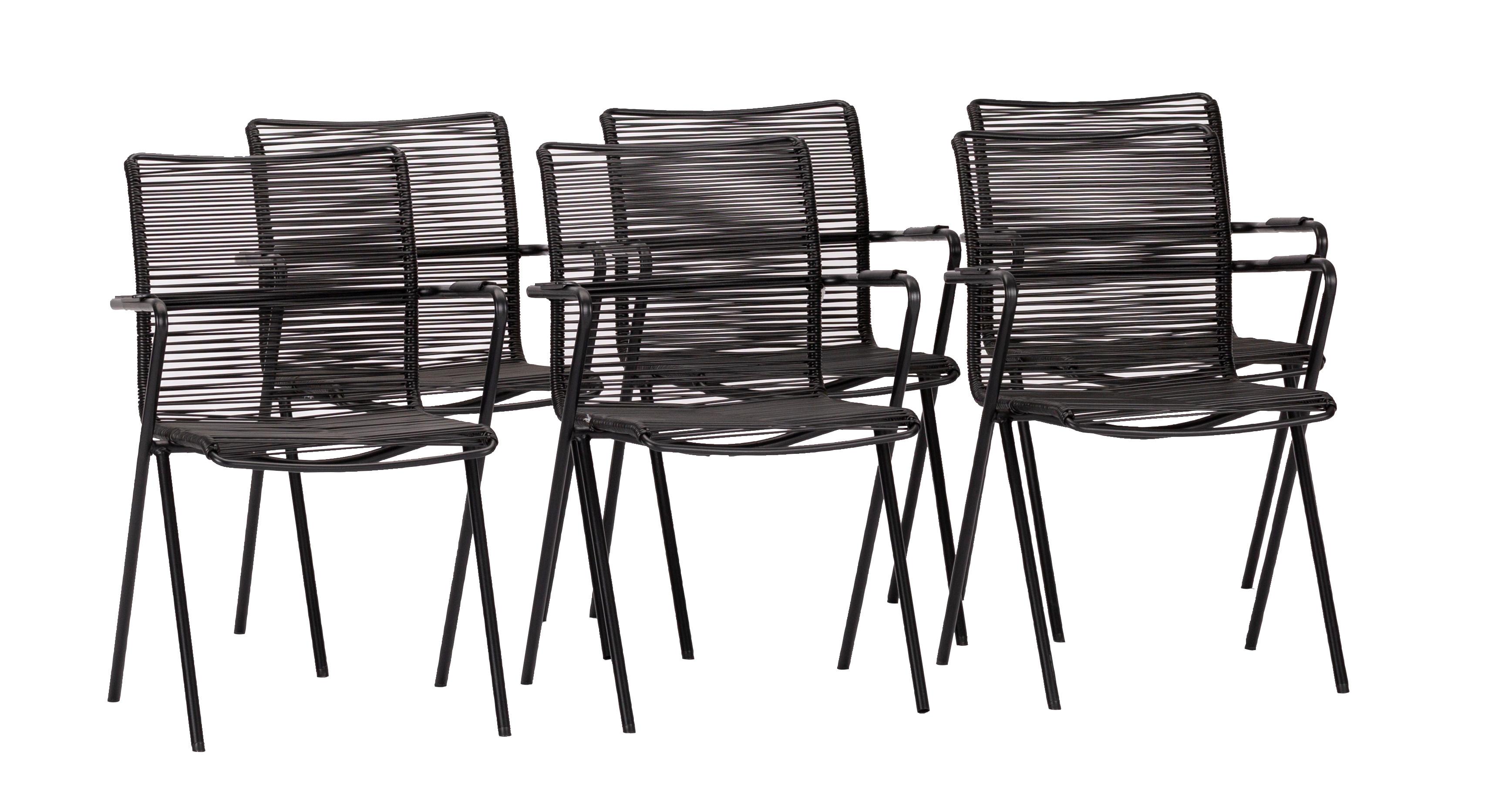 Gartensessel-Set 6-tlg. Alpha Rope Anthrazit Aluminium - Anthrazit/Schwarz, Basics, Kunststoff/Metall (55/57/83cm) - Acamp