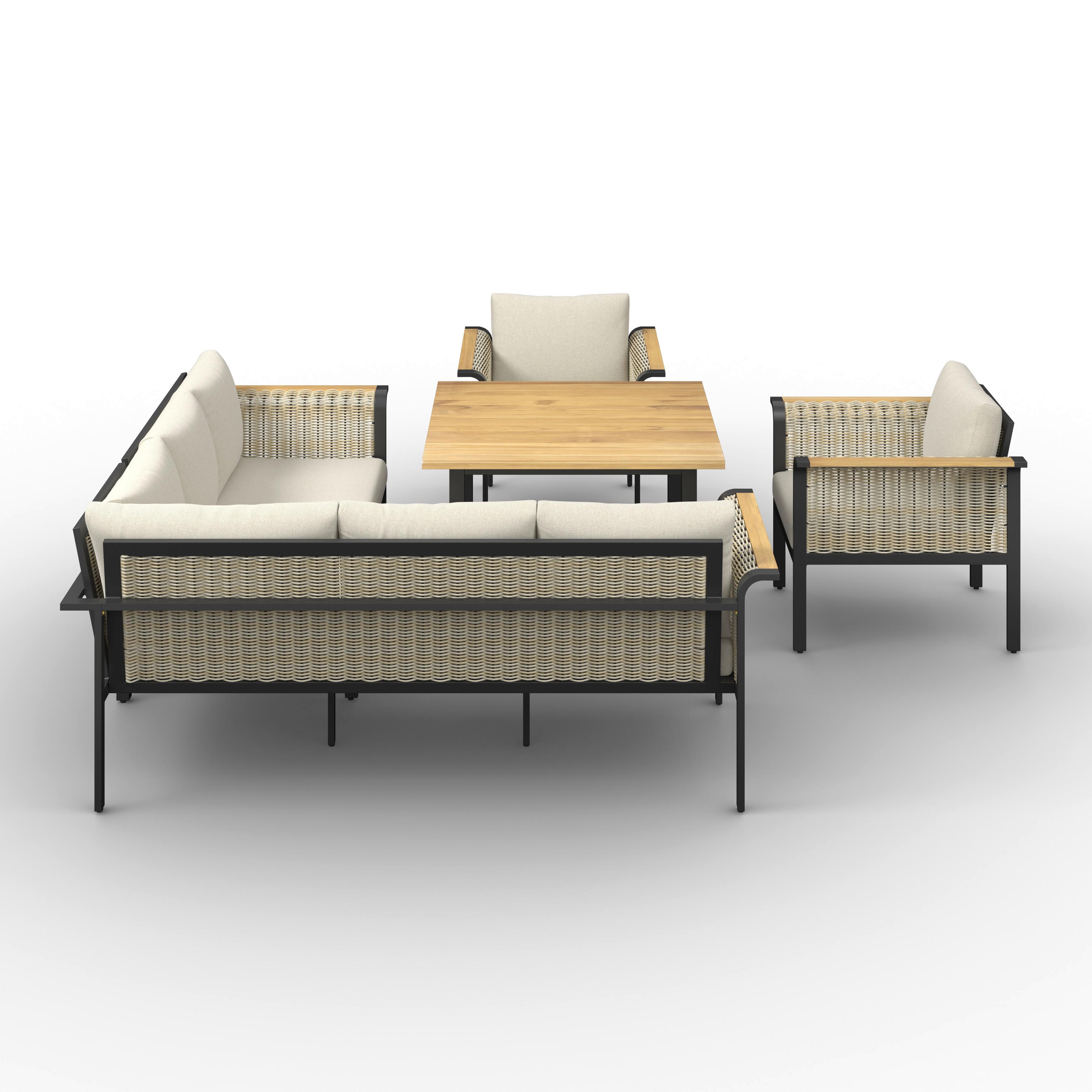 Jedilna Lounge Garnitura Cassandra, 5-Delni Set - svetlo rjava/barva tikovine, Moderno, kovina/tekstil - Bessagi Garden