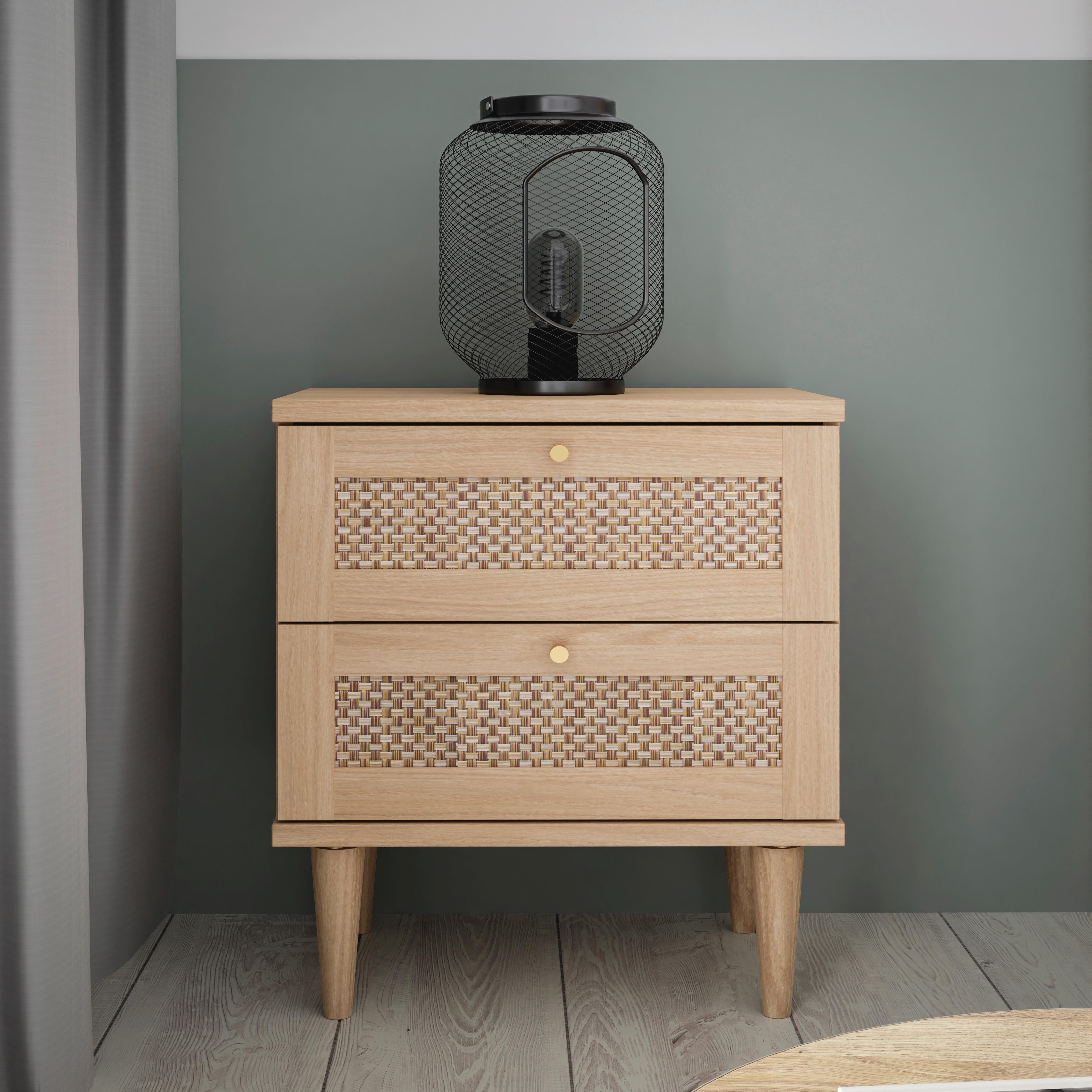 Noćni Ormarić Calasetta - boje hrasta/zlatne boje, Natur, drvni materijal/metal (50,4/60,9/34,8cm) - Zandiara