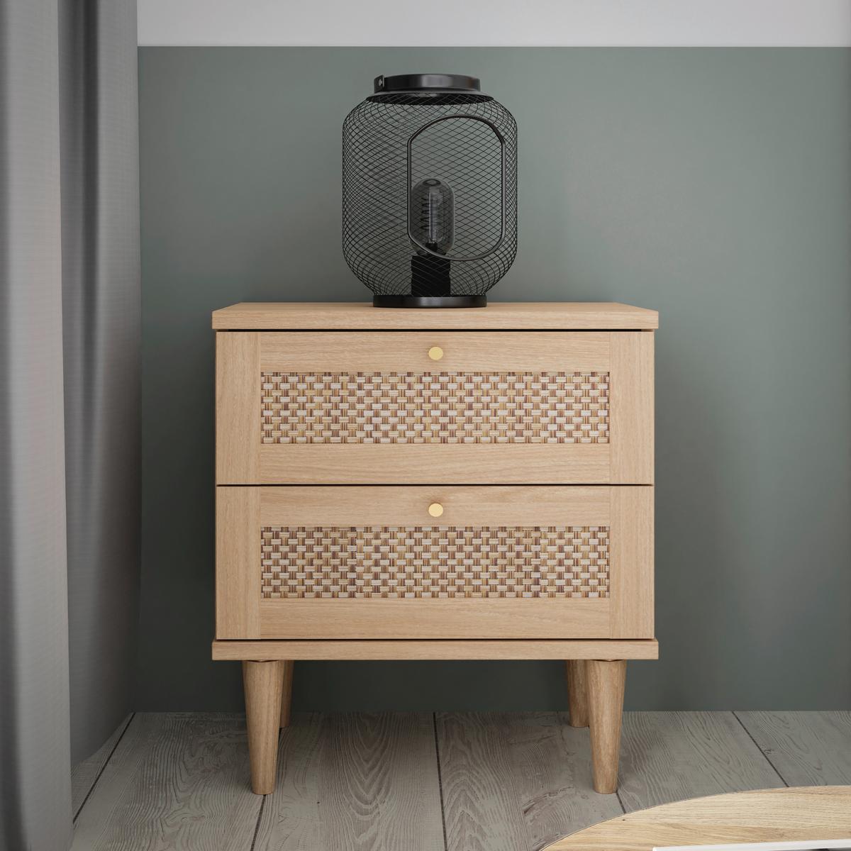 Noćni Ormarić Calasetta - boje hrasta/zlatne boje, Natur, drvni materijal/metal (50,4/60,9/34,8cm) - Zandiara