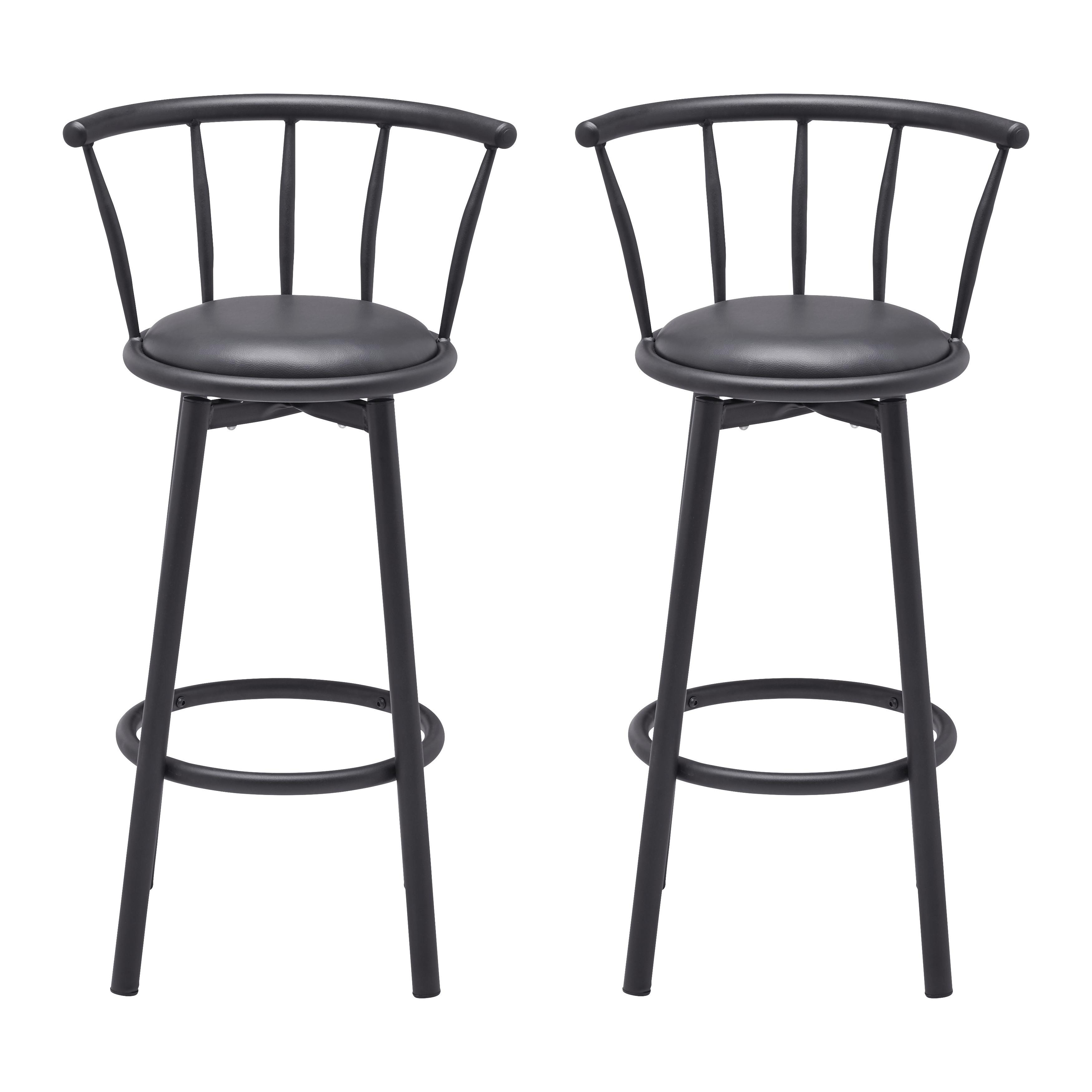 Barhocker-Set Fabio Schwarz Lederlook Gepolstert - Schwarz, MODERN, Holz/Textil (43/96/52cm) - Bessagi Home