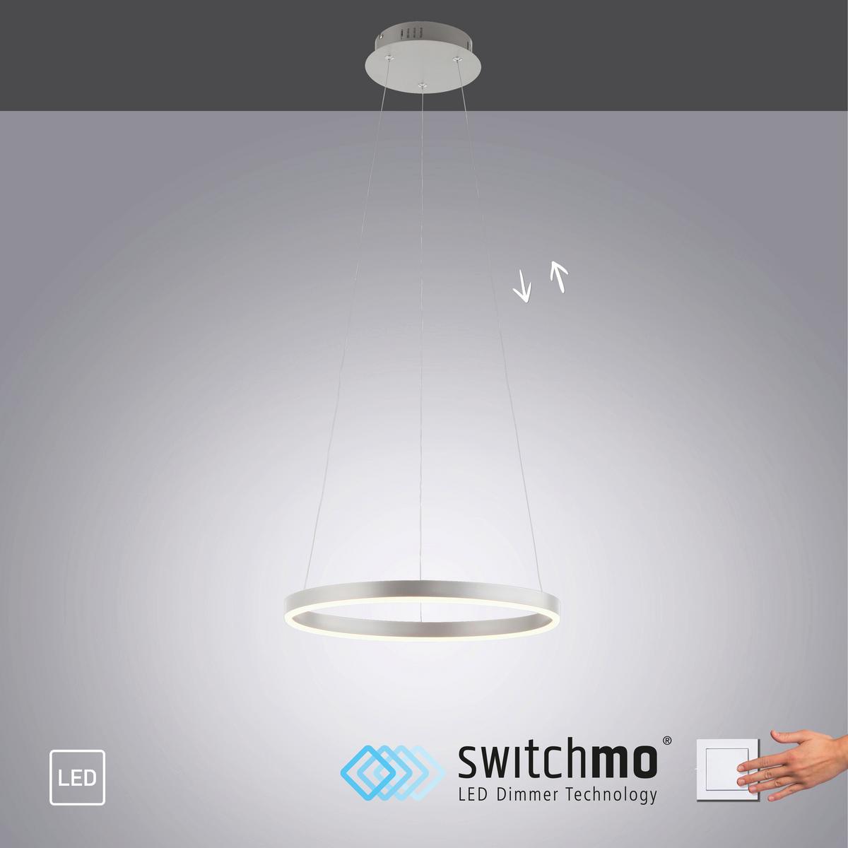 LAMPA WISZĄCA LED 15393-95 RITUS - kolor aluminiowy, Design, tworzywo sztuczne/metal (39/120cm)