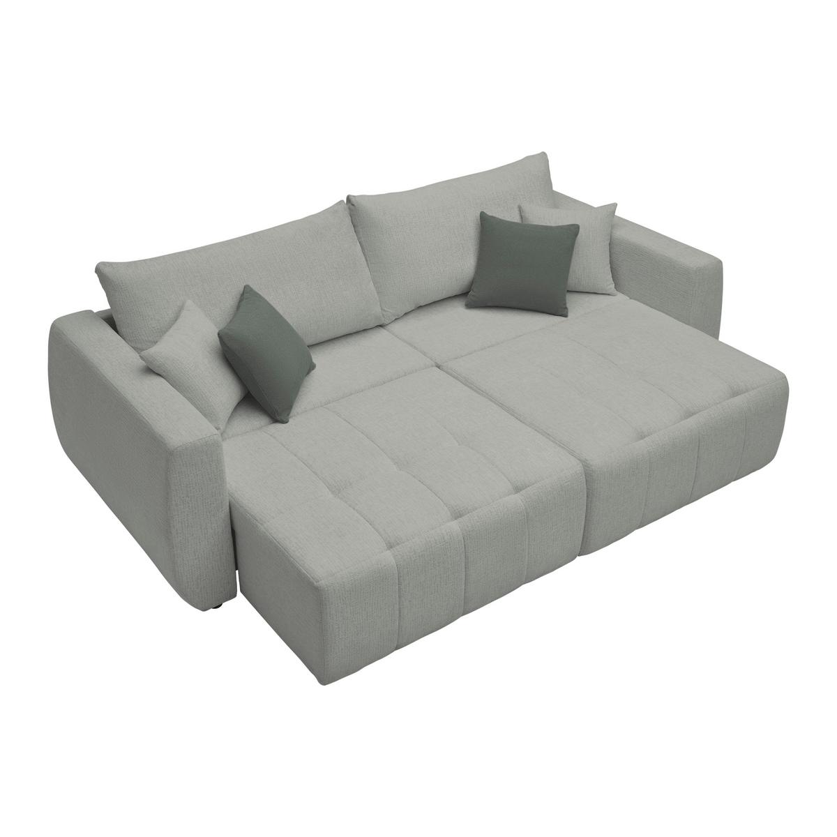 Schlafsofa Bologna Grau - Beige/Schwarz, Holz/Textil (245/74-90/104cm) - Mömax