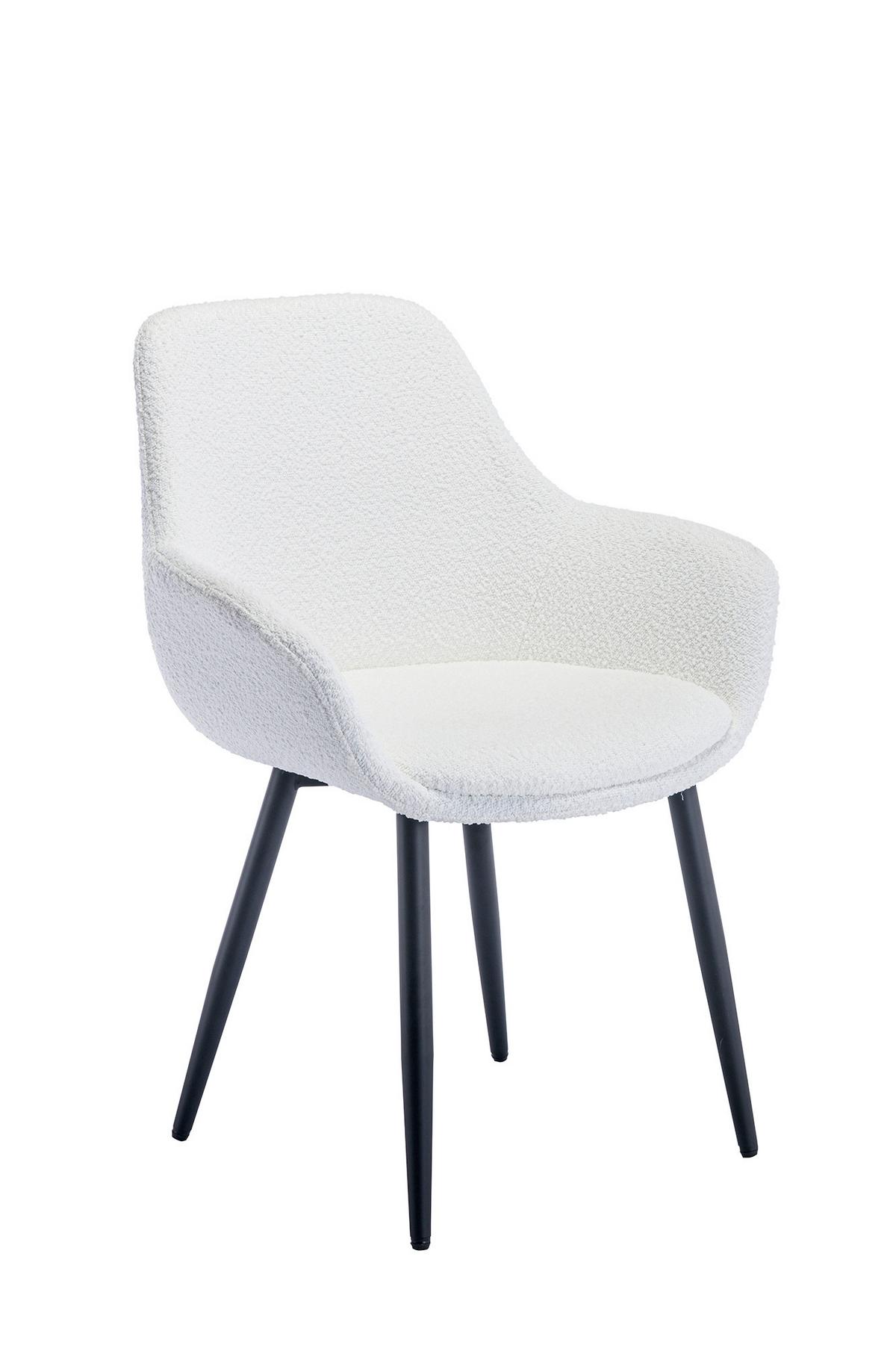 Set Stolov Bouclé, Bela, 2-Delni - črna/bela, Moderno, kovina/tekstil (64/86/59cm) - Livetastic