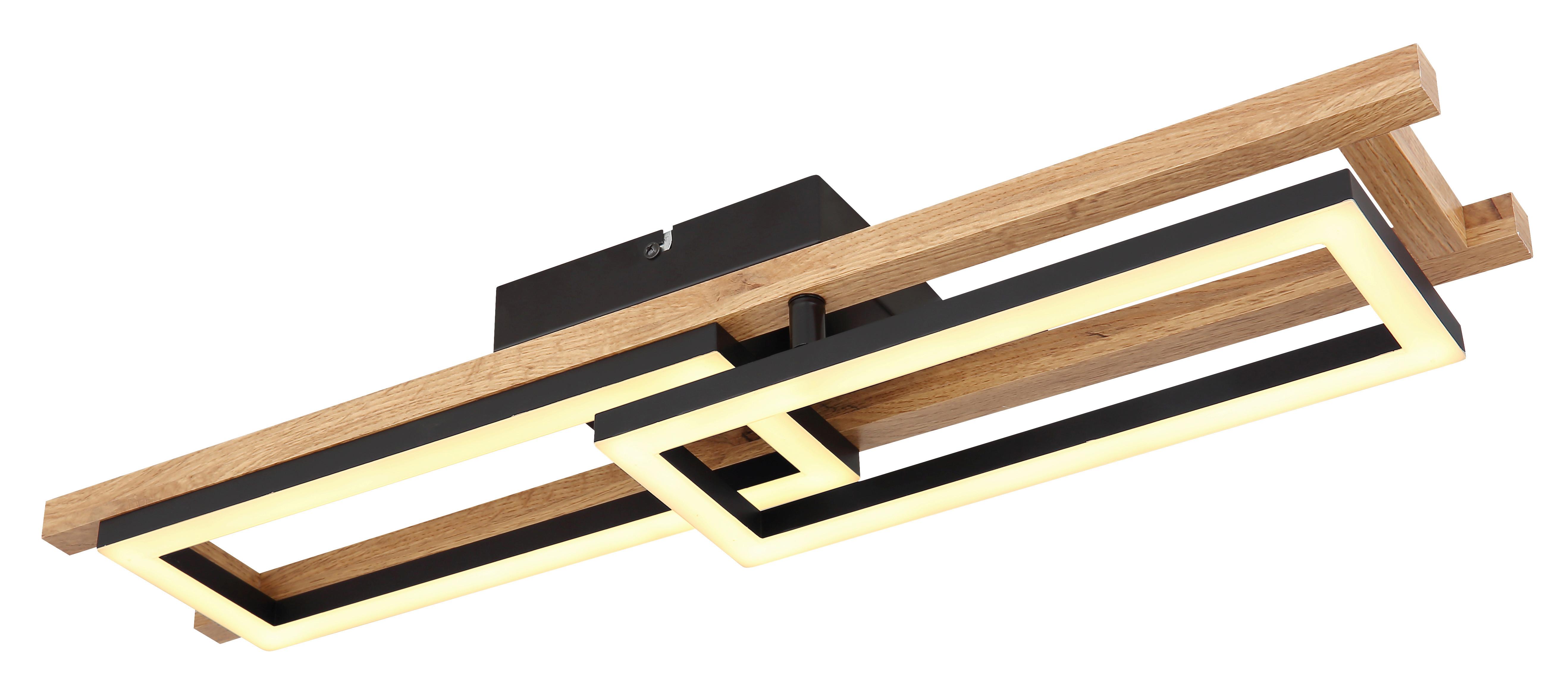 LED-Deckenleuchte Illa in Schwarz/Dunkelbran max.20 Watt - Dunkelbraun/Opal, Natur, Holzwerkstoff/Kunststoff (69/36,5/10,5cm) - Globo