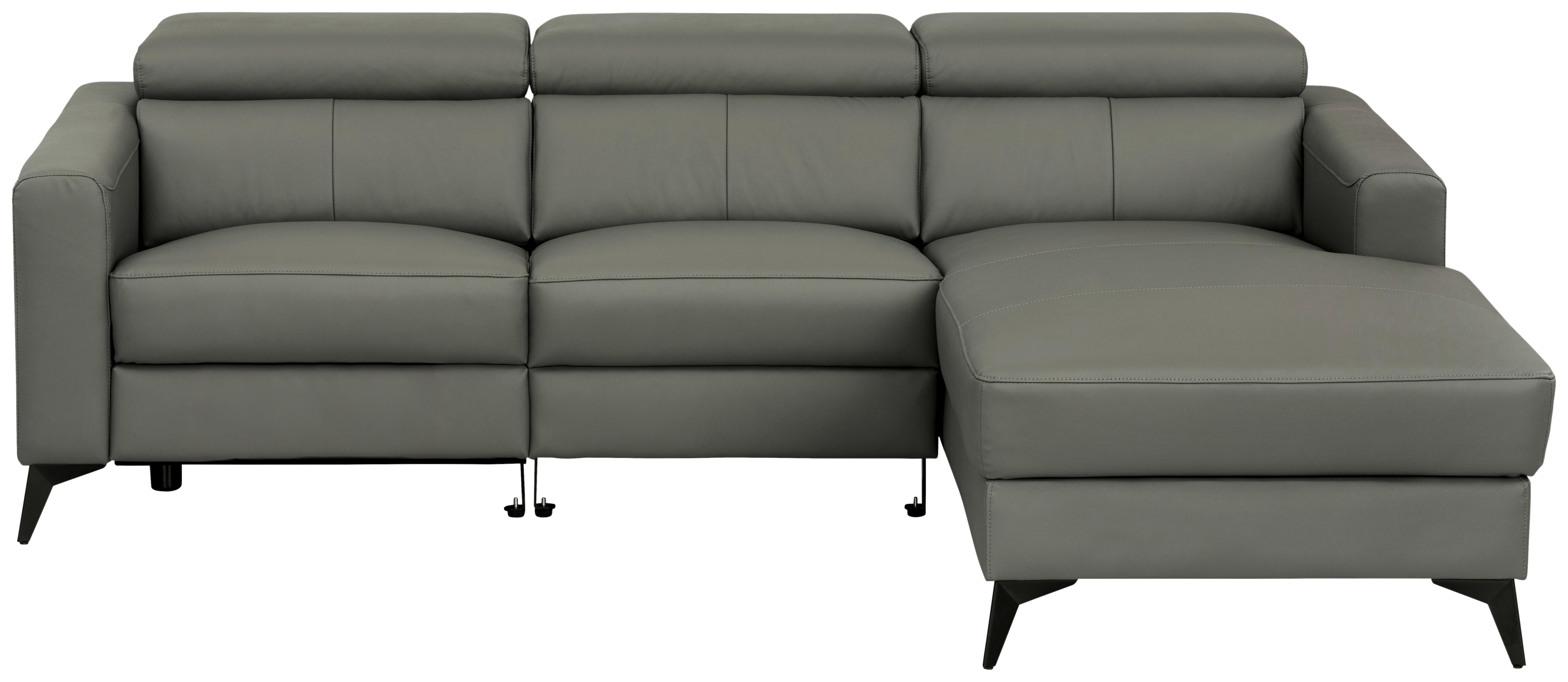 Wohnlandschaft Ben Dunkelgrau - Dunkelgrau/Schwarz, MODERN, Leder/Holz (235/75-95/102-180cm) - Premium Living