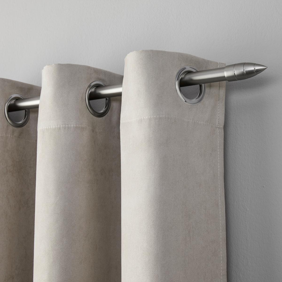 Ösenvorhang Velours in Grau ca. 140x245cm - Grau, KONVENTIONELL, Textil (140/245cm) - Modern Living