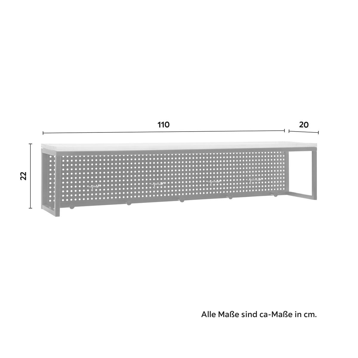 Garderobe Lorenzo ca. 110x22 cm Metall/Kiefer - Schwarz/Kieferfarben, MODERN, Holz/Metall (110/22/20cm) - Bessagi Home