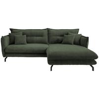 Wohnlandschaft Lava Moosgrün Cord ca. 255x180 cm - Schwarz/Grün, MODERN, Textil/Metall (255/180cm) - Livetastic