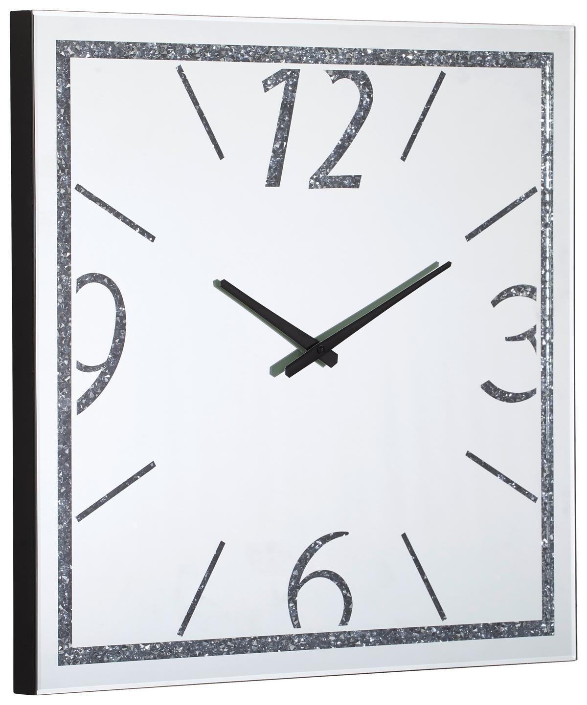 ZEGAR ŚCIENNY FENJA - kolor srebrny, Trend, materiał drewnopochodny/szkło (60/60/3,8cm) - Xora