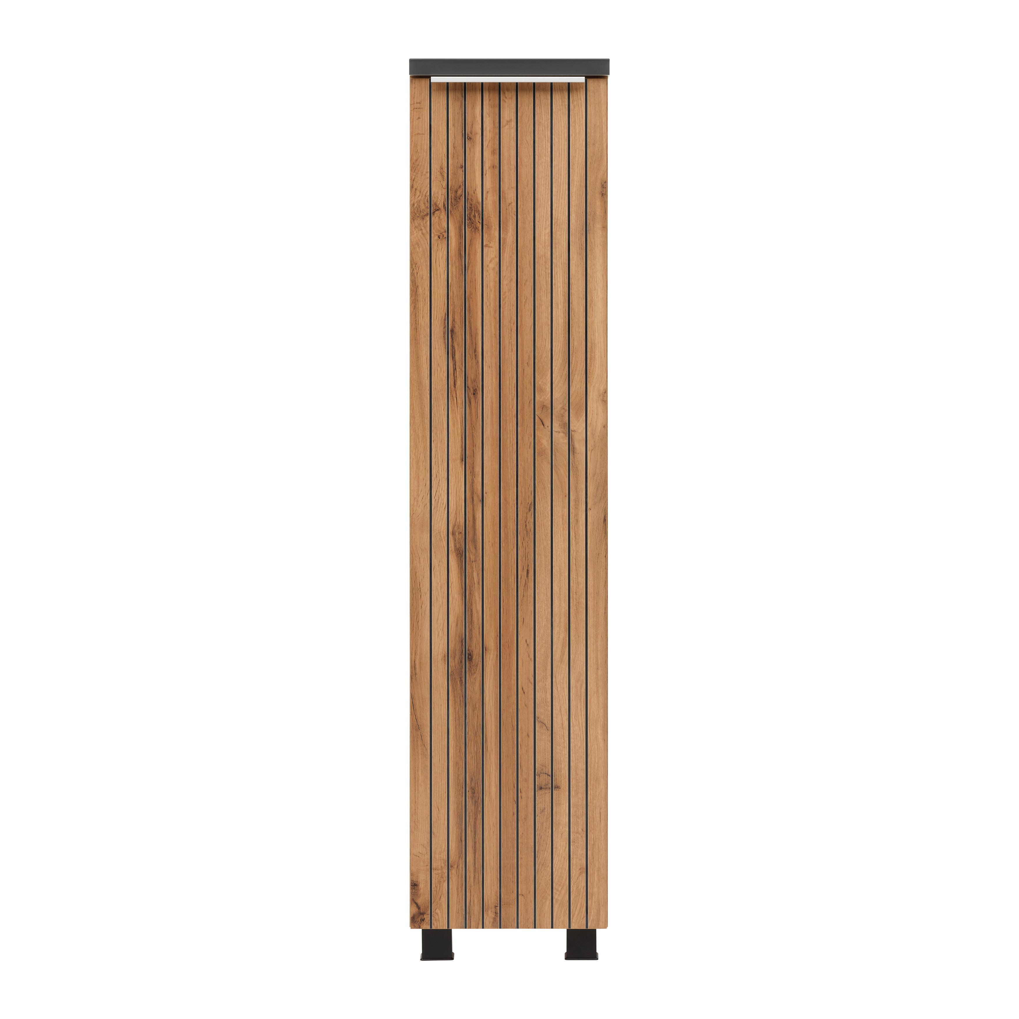 Midischrank Jakarta in Schwarz/Eiche Wotan - Eiche Wotan/Schwarz, Modern, Holzwerkstoff/Kunststoff (30/130/35cm) - Mömax