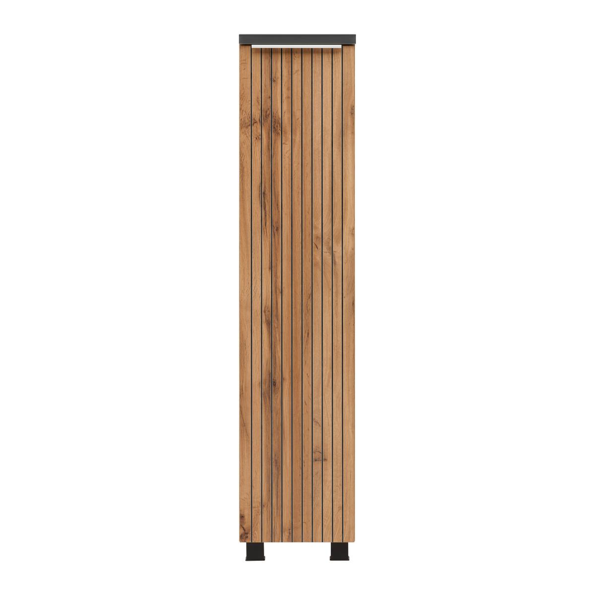 Midischrank Jakarta in Schwarz/Eiche Wotan - Eiche Wotan/Schwarz, Modern, Holzwerkstoff/Kunststoff (30/130/35cm) - Mömax