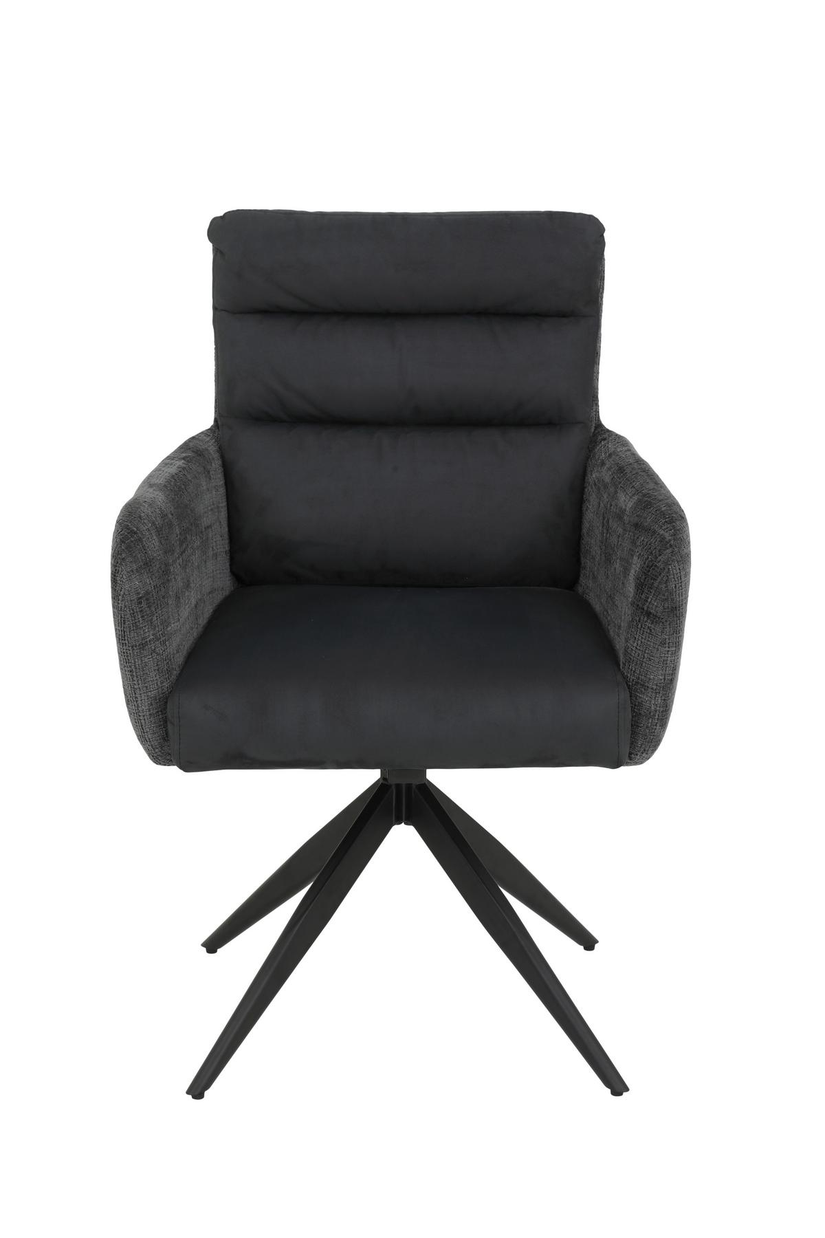 ARMLEHNSTUHL-SET LEANDRA S 2ER-SET - Anthrazit/Schwarz, MODERN, Textil/Metall (63/92/69cm) - MID.YOU