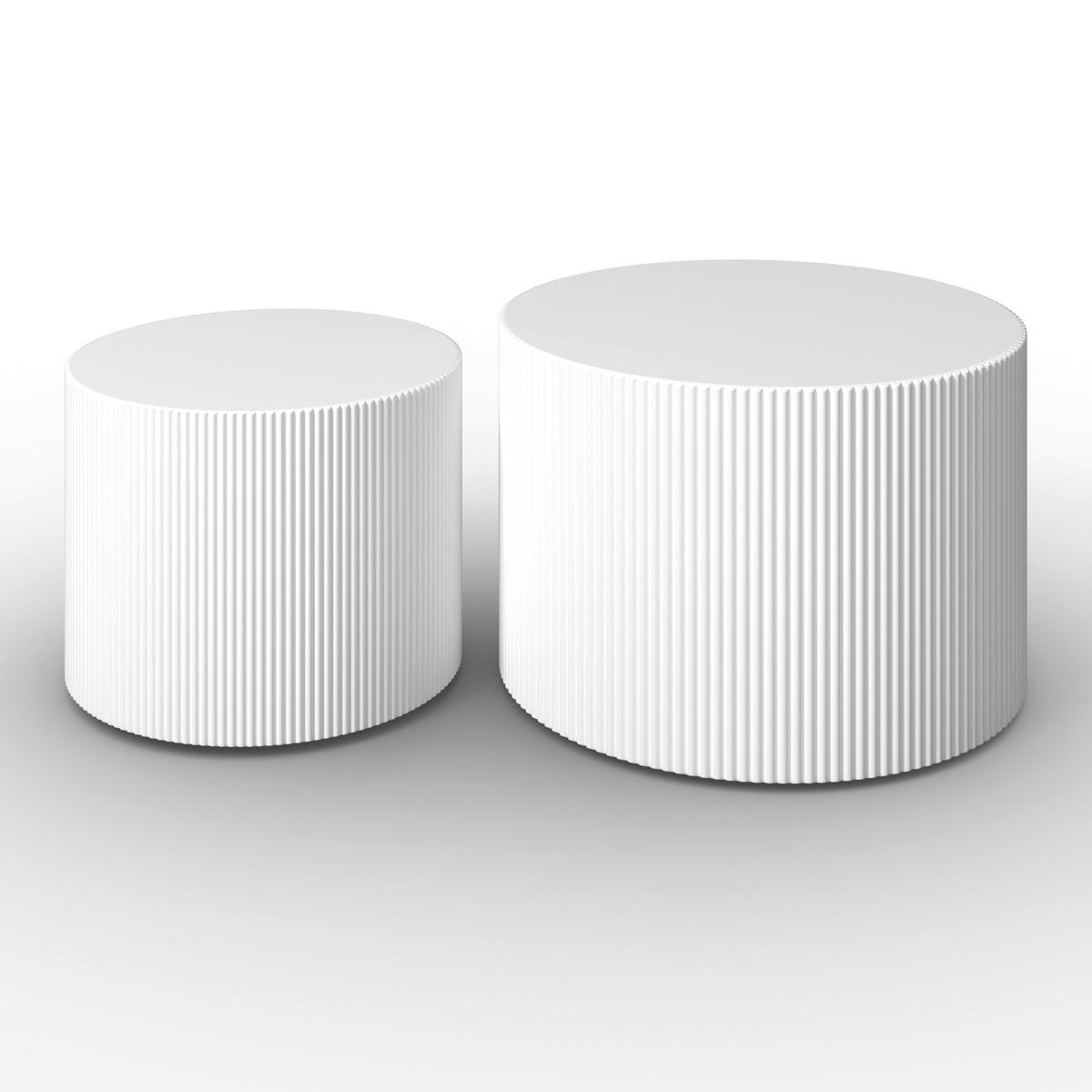 Couchtisch-Set Arlo Weiß MDF rund - Weiß, MODERN, Holzwerkstoff (60/45/40/35/60/45cm) - Bessagi Home