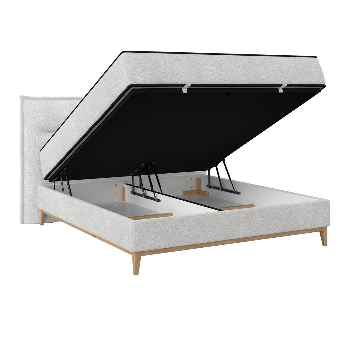Postelja Z Vzmetnico Smile, Srebrna, 180x200 - srebrne barve, Konvencionalno, kovina/tekstil (180/200cm) - Premium Living