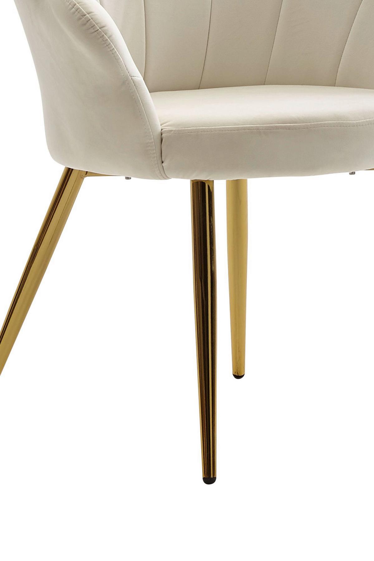 Naslanjač Wl6.438 - zlate barve/bela, Moderno, kovina/tekstil (58/80/53cm) - MID.YOU