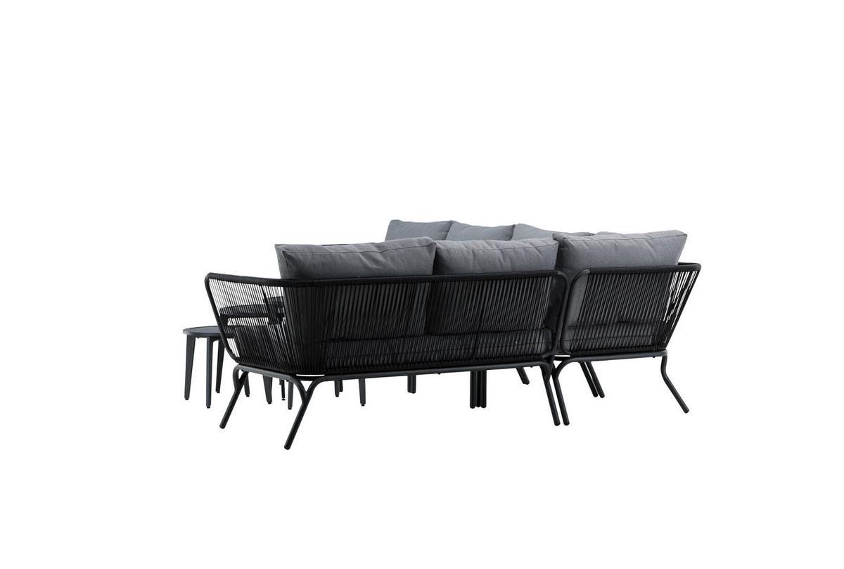 Dining-Loungeset Roxo ca. 283x221 cm Schwarz - Schwarz/Grau, KONVENTIONELL, Textil/Metall - Gardenson