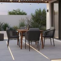 Gartengarnitur Atacama Holz/Kunststoff/Metall 5-tlg. - Grau/Akaziefarben, Basics, Holz/Kunststoff (180/90/76cm) - Gardenson