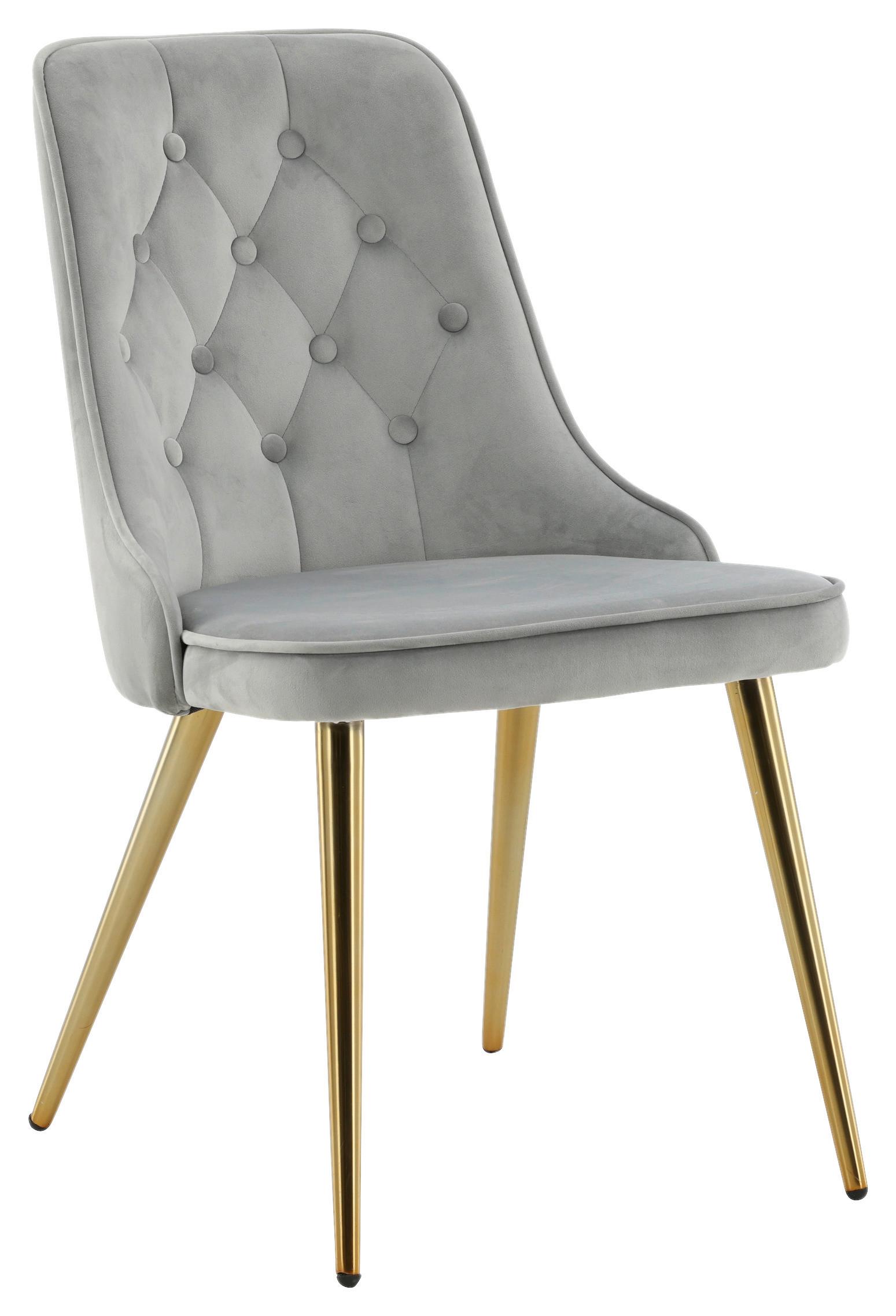 STUHL-SET VELVET DELUXE - Goldfarben/Hellgrau, Design, Kunststoff/Textil (50/88.5/66cm) - Livetastic