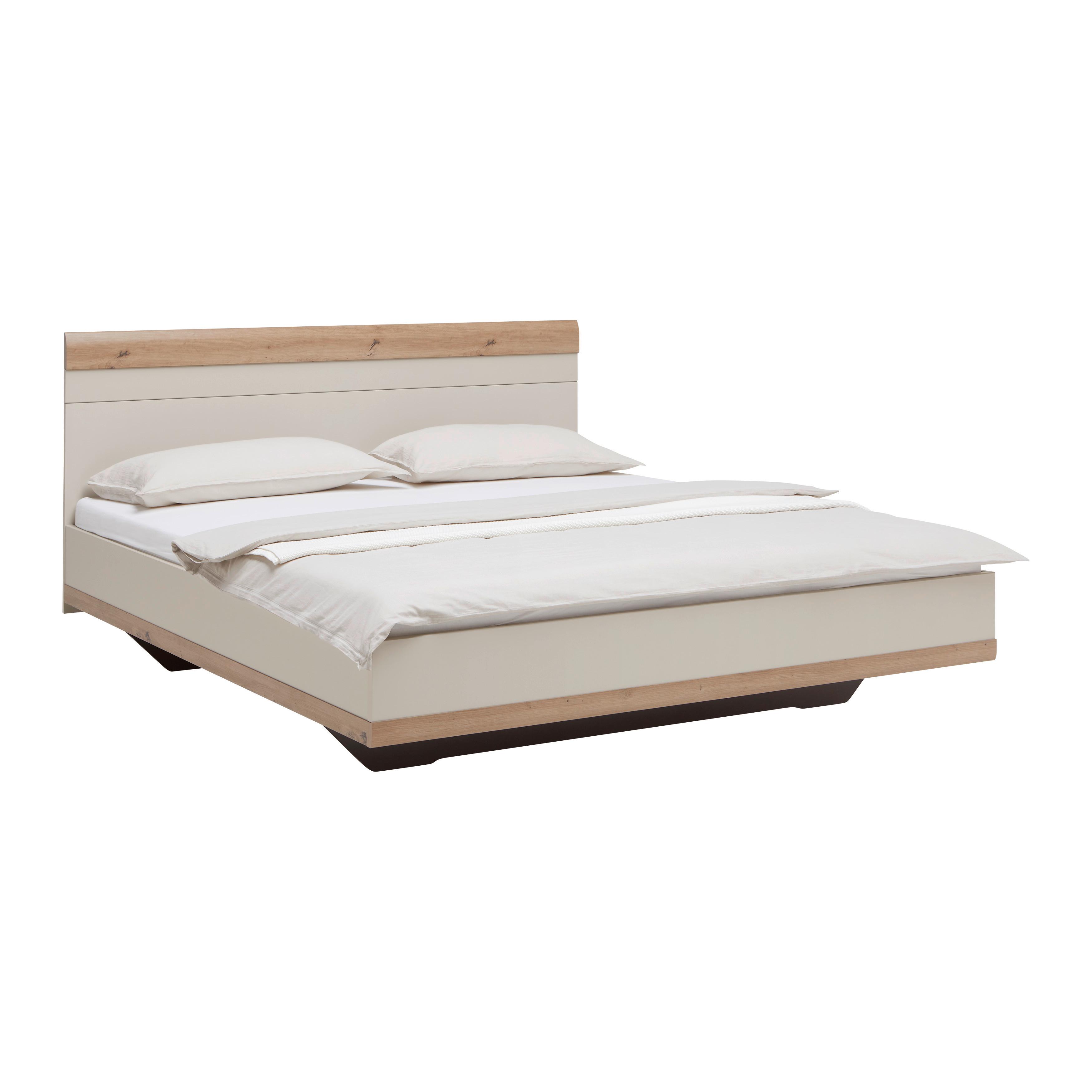 Bett Ellmau Champagner/Eiche ca. 180x200cm - Champagner/Eiche Artisan, KONVENTIONELL, Holzwerkstoff (180/200cm) - Based