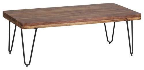 Couchtisch "Bagli" ca. 115x60 cm, aus Sheesham - Sheeshamfarben/Schwarz, Design, Holz/Metall (115/60/40cm) - MID.YOU