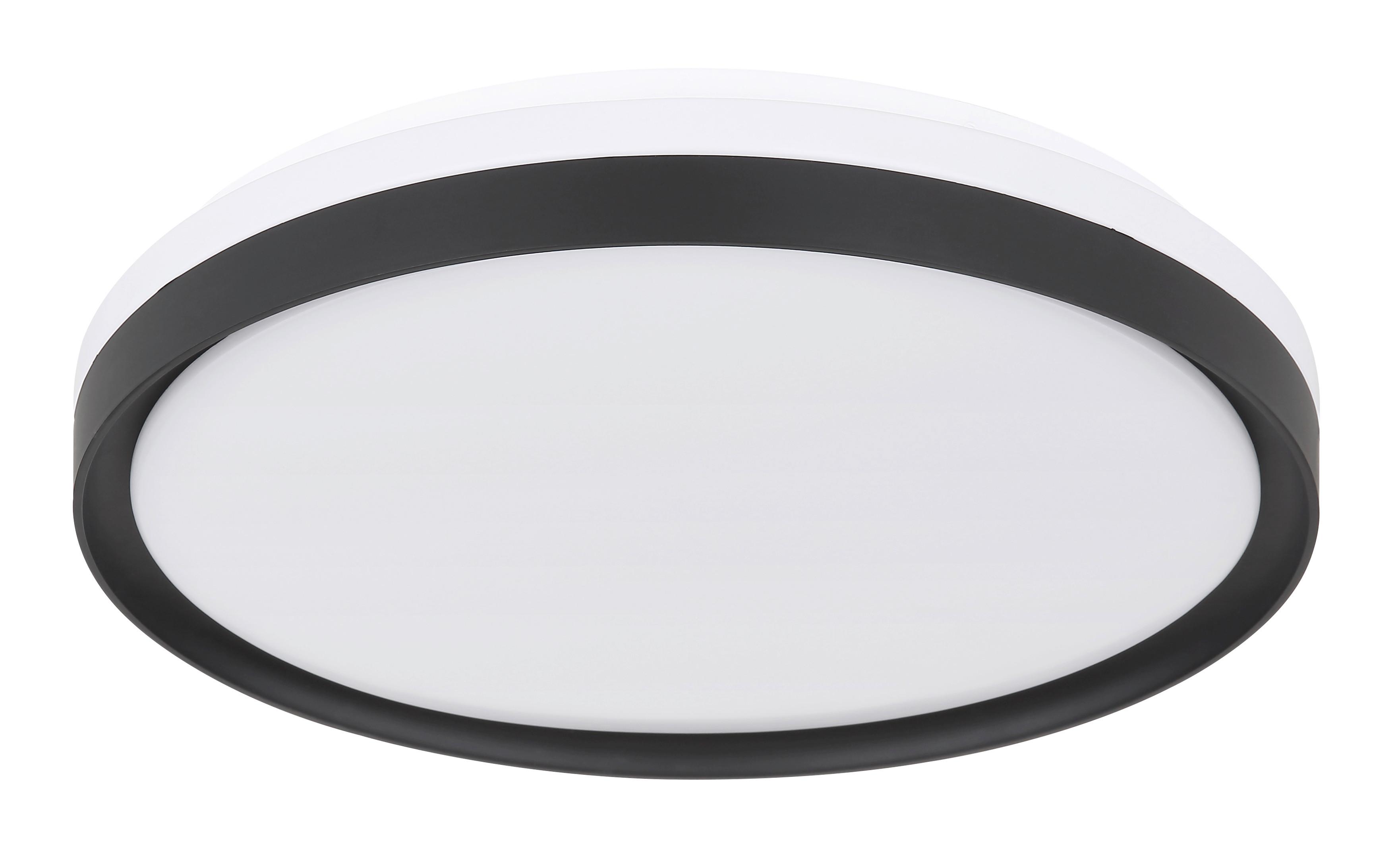 LED-Deckenleuchte Sonny in Schwarz max. 18 Watt - Opal/Schwarz, Design, Kunststoff/Metall (39/39/8cm) - Globo