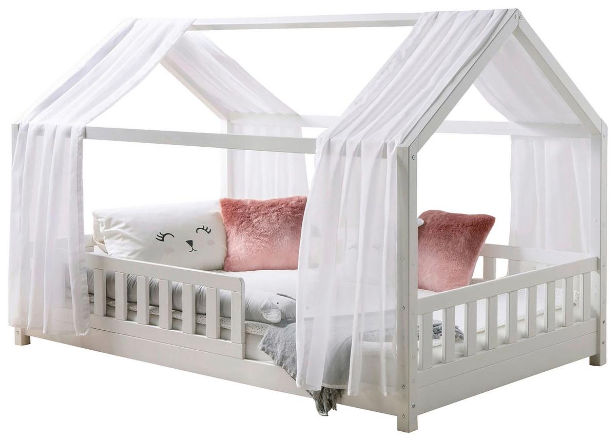 Hausbett KIM Weiß ca.100x200cm Echtholz - Naturfarben/Weiß, MODERN, Holz/Textil (100/200cm) - MID.YOU