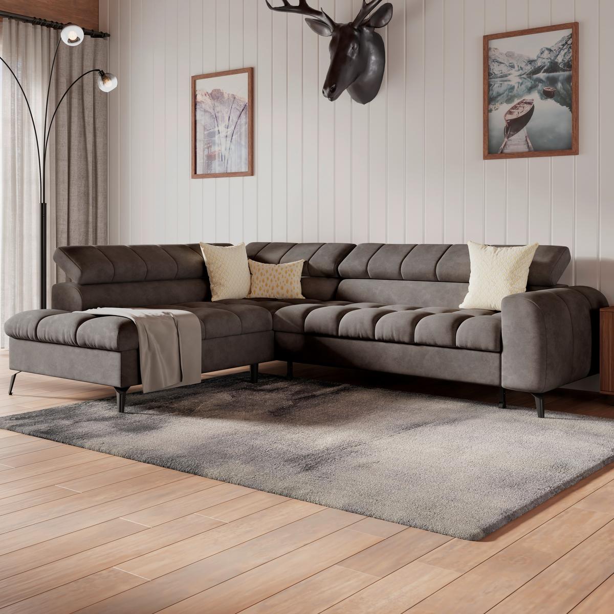 Kutna Garnitura Volf - crna, Trend, tekstil/metal (203/261cm)