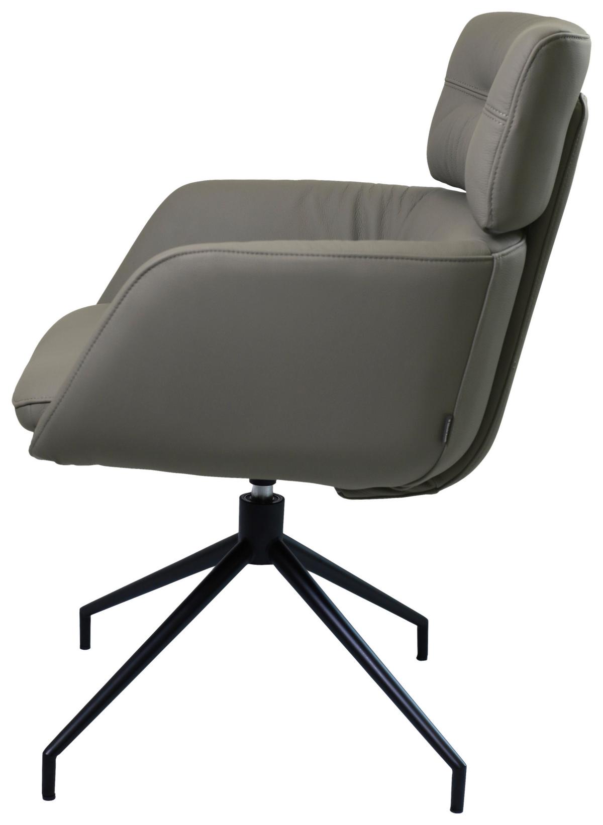 KRZESŁO Z PODŁOKIETNIKAMI PABLO -EXKLUSIV- - czarny/ciemnoszary, Design, skóra/metal (62/92/66cm) - Dieter Knoll