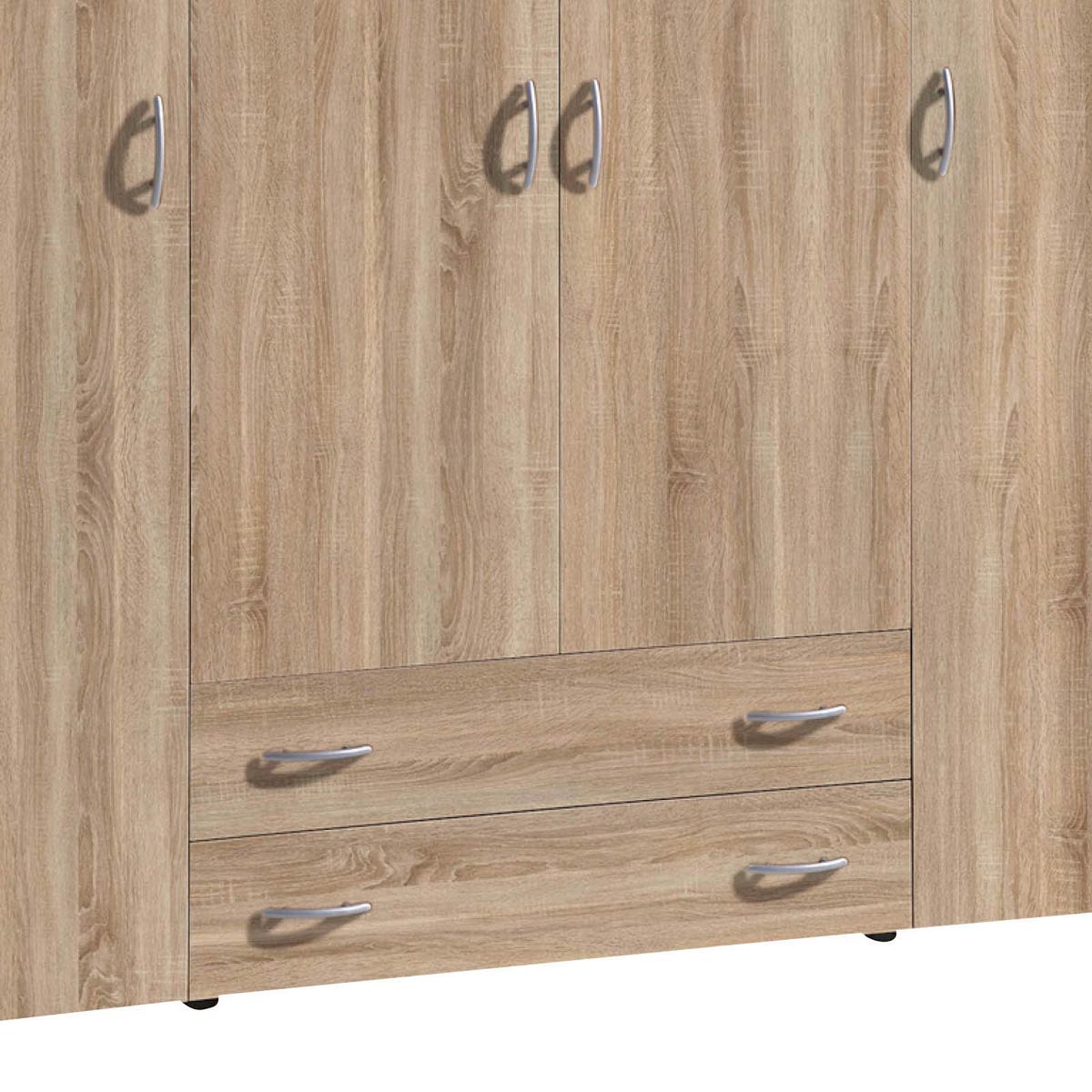 Omara S Klasičnimi Vrati Base 4, Barva Hrasta - barve hrasta/barve aluminija, Konvencionalno, umetna masa/leseni material (161/176/53cm) - P & B