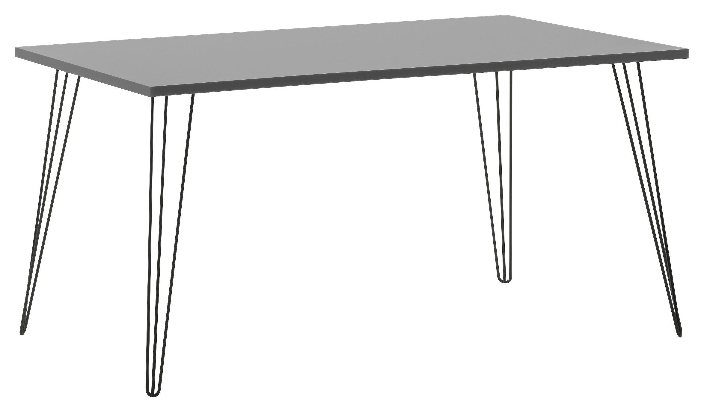 Schreibtisch Fynn Platingrau - Platinfarben/Schwarz, Design, Holzwerkstoff/Metall (160/80/74cm) - MID.YOU