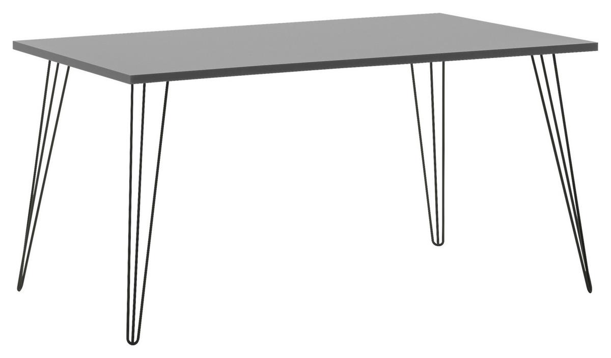 Schreibtisch Fynn Platingrau - Platinfarben/Schwarz, Design, Holzwerkstoff/Metall (160/80/74cm) - MID.YOU