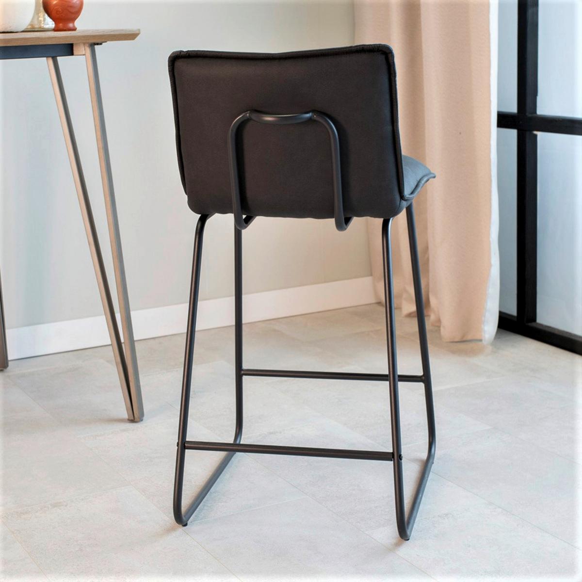 Barhocker-Set Jeremy 2er-Set ca. 44x87 cm Anthrazit - Anthrazit/Schwarz, KONVENTIONELL, Textil/Metall (44/87/50cm) - MID.YOU