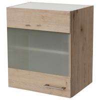 Küchenoberschrank in Eiche ´RIVA B: 50 CM EICHE DEKOR´ - Klar/Edelstahlfarben, MODERN, Holzwerkstoff/Metall (50/54,8/32cm) - FlexWell
